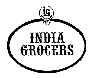 INDIA GROCERS IG WE TRUST IN GOD logo