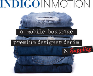 INDIGOINMOTION A MOBILE BOUTIQUE PREMIUM DESIGNER DENIM & SUPPLIES logo