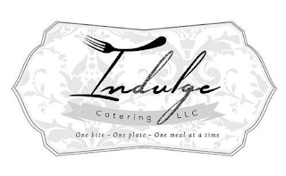 INDULGE CATERING LLC ONE BITE - ONE PLATE - ONE MEAL AT A TIME logo