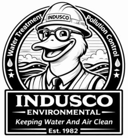 INDUSCO WATER TREATMENT POLLUTION CONTROL INDUSCO ENVIRONMENTAL KEEPING WATER AND AIR CLEAN EST. 1982 logo