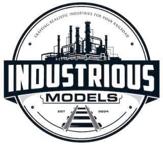 INDUSTRIOUS MODELS EST 2024 CRAFTING REALISTIC INDUSTRIES FOR YOUR RAILROAD logo