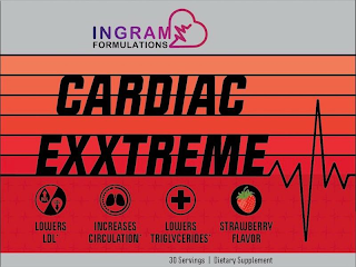 INGRAM FORMULATIONS CARDIAC EXXTREME HDL LDL LOWERS LDL INCREASES CIRCULATION LOWERS TRIGLYCERIDES STRAWBERRY FLAVOR 30 SERVINGS DIETARY SUPPLEMENT logo