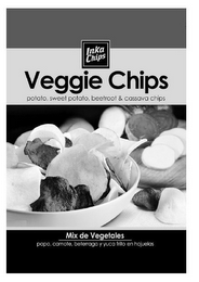 INKA CHIPS VEGGIE CHIPS POTATO, SWEET POTATO, BEETROOT & CASSAVA CHIPS MIX DE VEGETALES PAPA, CAMOTE, BETERRAGA Y YUCA FRITO EN HOJUELAS logo
