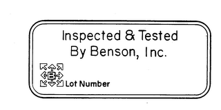 INSPECTED & TESTED BY BENSON, INC. B LOT NUMBER logo