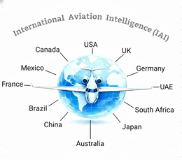 INTERNATIONAL AVIATION INTELLIGENCE (IAI) USA UK GERMANY UAE SOUTH AFRICA JAPAN AUSTRALIA CHINA BRAZIL FRANCE MEXICO CANADA logo