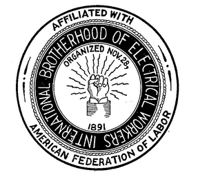 INTERNATIONAL BROTHERHOOD OF ELECTRICAL WORKERS ORGANIZED NOV. 28, 1891 AFFILIATED WITH AMERICAN FEDERATION OF LABOR logo