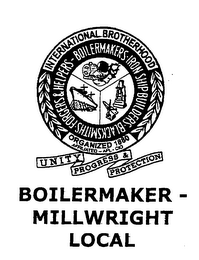 INTERNATIONAL BROTHERHOOD ORGANIZED 1880 AFFILIATED -- AFL-CIO UNITY PROGRESS & PROTECTION BOILERMAKER - MILLWRIGHT LOCAL BOILERMAKERS - IRON SHIPBUILDERS - BLACKSMITHS - FORGERS & HELPERS logo