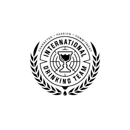 INTERNATIONAL DRINKING TEAM CHARACTER · PASSION  · COMMITMENT logo