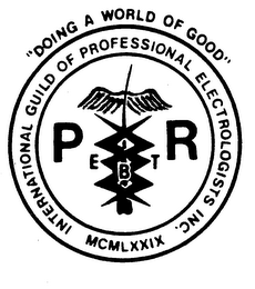 INTERNATIONAL GUILD OF PROFESSIONAL ELECTROLOGISTS INC. MCMLXXIX "DOING A WORLD OF GOOD" P R E BT logo