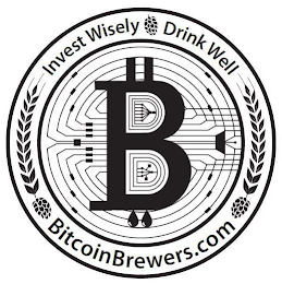 INVEST WISELY DRINK WELL B BITCOINBREWERS.COM logo