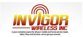 INVIGOR WIRELESS INC IS YOUR COMPLETE SOURCE FOR ALL YOUR MOBILE AND HOME SERVICE NEEDS. SALES, PLANS AND SERVICES - WE'VE GOT YOU COVERED. logo