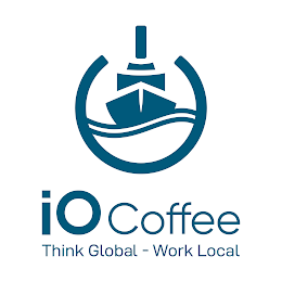 IO COFFEE THINK GLOBAL - WORK LOCAL logo