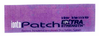IONTOPATCH EXTRA STRENGTH GO WIRELESS THE POWER IS IN THE PATCH ELECTRONIC TRANSDERMAL IONTOPHORETIC DRUG DELIVERY SYSTEM logo