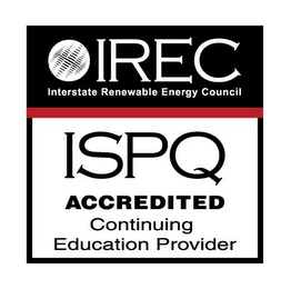 IREC INTERSTATE RENEWABLE ENERGY COUNCIL ISPQ ACCREDITED CONTINUING EDUCATION PROVIDER logo