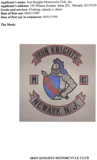 IRON KNIGHTS MC NEWARK, N.J. IRON BOUND IRON KNIGHTS MOTORCYCLE CLUB logo