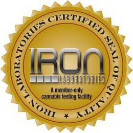 IRON LABORATORIES CERTIFIED SEAL OF QUALITY A MEMBER ONLY CANNABIS TESTING FACILITY logo