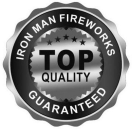IRON MAN FIREWORKS TOP QUALITY GUARANTEED logo