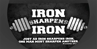 IRON SHARPENS IRON JUST AS IRON SHARPENS IRON, ONE MAN MUST SHARPEN ANOTHER PROVERBS 27 logo