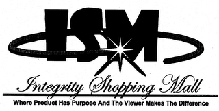 ISM INTEGRITY SHOPPING MALL WHERE PRODUCT HAS PURPOSE AND THE VIEWER MAKES THE DIFFERENCE logo