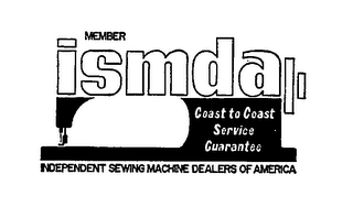 ISMDA INDEPENDENT SEWING MACHINE DEALERS OF AMERICA COAST TO COAST SERVICE GUARANTEE MEMBER logo
