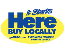 IT STARTS HERE BUY LOCALLY HUNTINGTON TOWNSHIP BUSINESS COUNCIL GO HTB.COM logo