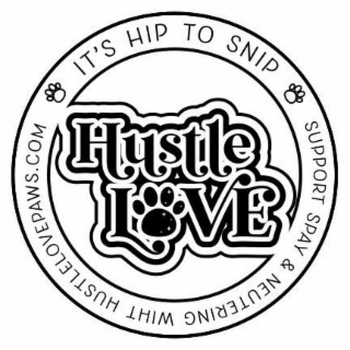 IT'S HIP TO SNIP HUSTLE LOVE SUPPORT SPAY & NEUTERING WITH HUSTLELOVEPAWS.COM logo