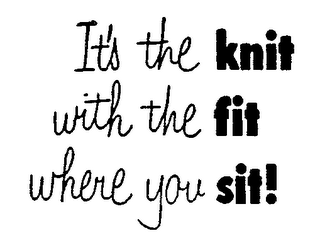IT'S THE KNIT WITH THE FIT WHERE YOU SIT! logo