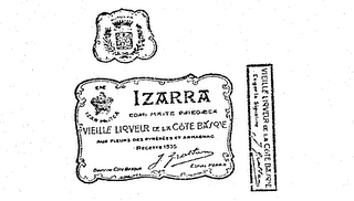 IZARRA EDARI MAITE PAREGABEA VIEILLE LIQUEUR DE LA COTE BASQUE AUX FLEURS DES PYRENEES ET ARMAGNAC RECETTEE 1835 BAYONNE COTE BASQUE ESKIAL HERRIX EXIGER LA SIGNATURE J. GRATTAU logo