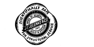 J. F. JELENKO AND CO. INC MFR'S OF DENTAL GOLD & SOLDER SCIENTIFICALLY SAFE FOR STRUCTURAL SERVICE logo