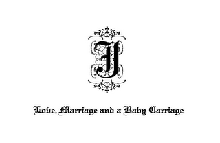 J LOVE, MARRIAGE AND A BABY CARRIAGE logo