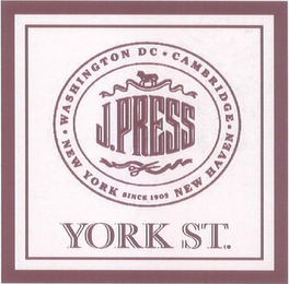 J. PRESS YORK ST. WASHINGTON DC · CAMBRIDGE · NEW HAVEN · NEW YORK SINCE 1902 logo
