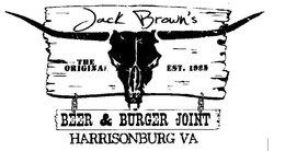 JACK BROWN'S BEER & BURGER JOINT THE ORIGINAL EST. 1985 HARRISONBURG VA logo