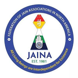 JAINA EST. 1981 FEDERATION OF JAIN ASSOCIATIONS IN NORTH AMERICA ALL LIVING BEINGS ARE INTERDEPENDENT FOR EXISTENCE logo