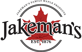 JAKEMAN'S EST. 1876 JAKEMAN'S FAMILY MAPLE PRODUCTS logo