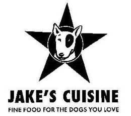 JAKE'S CUISINE FINE FOOD FOR THE DOGS YOU LOVE logo