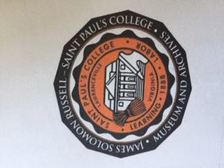 JAMES SOLOMON RUSSELL· SAINT PAUL'S COLLEGE ·MUSEUM AND ARCHIVES· SAINT PAUL'S COLLEGE ·LEARNING· 1888 LABOR· LAWRENCEVILLE VIRGINIA logo