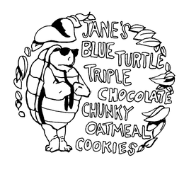 JANE'S BLUE TURTLE TRIPLE CHOCOLATE CHUNKY OATMEAL COOKIES logo