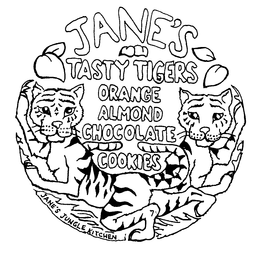 JANE'S TASTY TIGERS ORANGE ALMOND CHOCOLATE COOKIES JANE'S JUNGLE KITCHEN logo