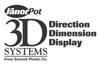 JANORPOT 3D SYSTEMS DIRECTION DIMENSION DISPLAY FROM SUMMIT PLASTIC CO. logo
