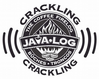 JAVA· LOG THE COFFEE FIRELOG BUCHES · TRONCOS CRACKLING CRACKLING logo