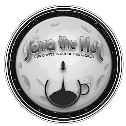 JAVA THE HUT OUR COFFEE IS OUT OF THIS WORLD logo