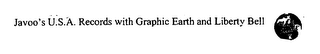 JAVOO'S U.S.A. RECORDS WITH GRAPHIC EARTH AND LIBERTY BELL logo