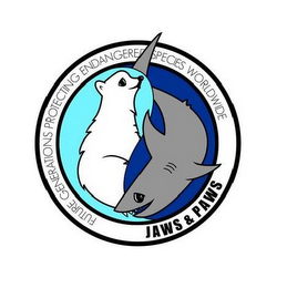 JAWS & PAWS FUTURE GENERATIONS PROTECTING ENDANGERED SPECIES WORLDWIDE logo