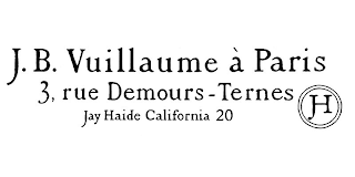 J.B. VUILLAUME À PARIS 3, RUE DEMOURS-TERNES JAY HAIDE CALIFORNIA 20 JH logo