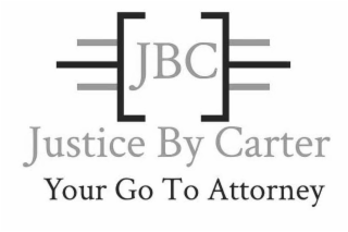JBC JUSTICE BY CARTER YOUR GO TO ATTORNEY logo