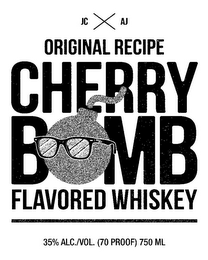 JC AJ ORIGINAL RECIPE CHERRY BOMB FLAVORED WHISKEY 35% ALC./VOL. (70 PROOF) 750 ML logo