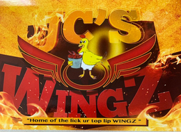 JC'S WINGZ "HOME OF  THE LICK UR TOP LIP WINGZ" logo