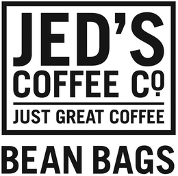 JED'S COFFEE CO. JUST GREAT COFFEE BEAN BAGS logo