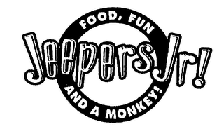 JEEPERS JR! FOOD, FUN AND A MONKEY! logo