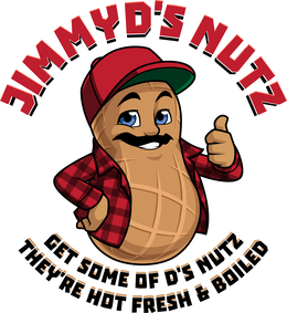 JIMMY D'S NUTZ GET SOME OF D'S NUTZ THEY'RE HOT FRESH & BOILED logo